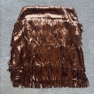 Anthropologie Maeve Bronze Sequin Mini Skirt